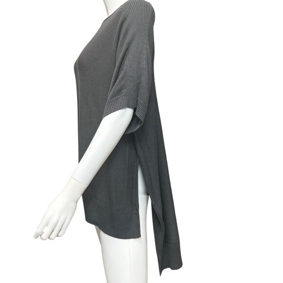 Lululemon Be At Ease Poncho Womens OS Gray Knit High-Low Short Sleeve Sweater - Picture 3 of 7